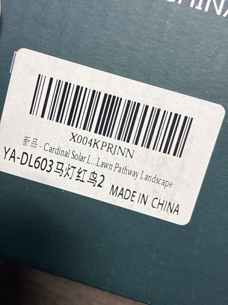 Condition photo showing New/Like New for Cardinal Solar Lanterns Outdoor Waterproof Garden Decor Suitable for Birthday Gifts for Women Mom Grandma Metal Hanging Solar Lights for Outside LED Lantern for Yard Patio Lawn Pathway Landscape