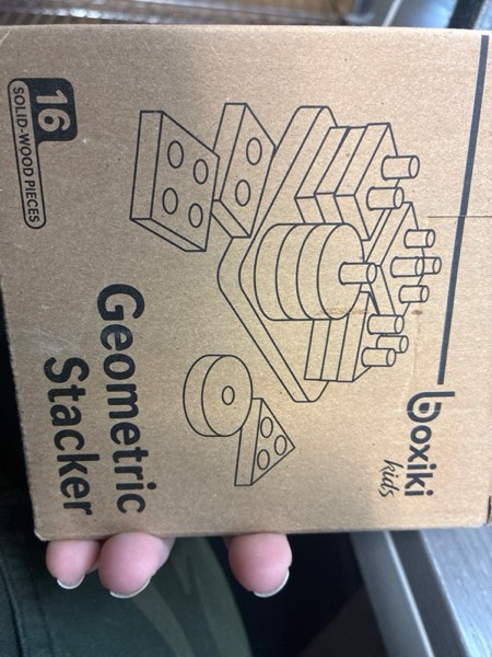 Condition photo showing New/Like New for Boxiki kids Montessori Puzzles for 1 2 3 Year Old Boys, Girls & Toddlers - Wooden Shape Sorter & Stacking Toy, Enhances Brain Activity, Helps Color Recognition, & Activates Motor Skills. Geometric 4 - Shapes