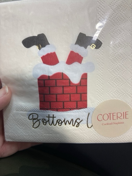 Condition photo showing New/Like New for Coterie Holiday Santa Cocktail Napkins (Set of 20) - Christmas Cocktail Napkins, Fun Cocktail Napkins, Funny Paper Napkins, Witty Holiday Napkins | 5" Paper Napkins