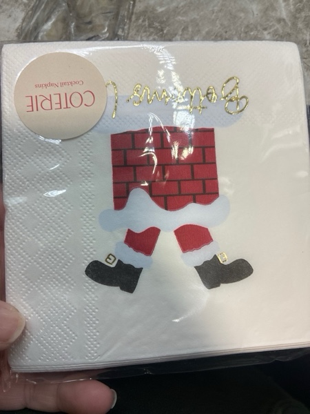 Condition photo showing New/Like New for Coterie Holiday Santa Cocktail Napkins (Set of 20) - Christmas Cocktail Napkins, Fun Cocktail Napkins, Funny Paper Napkins, Witty Holiday Napkins | 5" Paper Napkins
