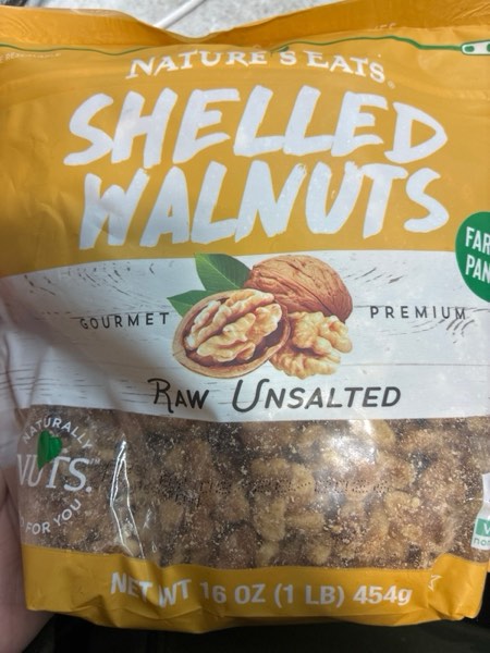 Condition photo showing New/Like New for Nature's Eats Walnut Halves, 16 Oz