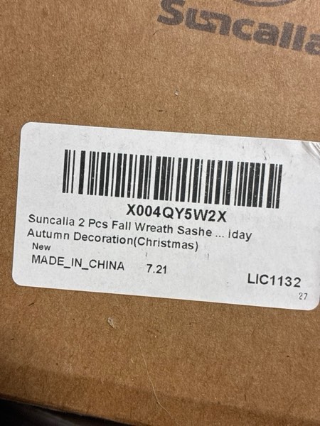 Condition photo showing New/Like New for Suncalla 2 Pcs Large Christmas Wreath Sashes for Front Door 23.6'' Joy Ribbon Bundle for Wreath with Bows, Bells & Signs Decorative Xmas Assorted Ribbon for Christmas Holiday Yard Porch Decoration