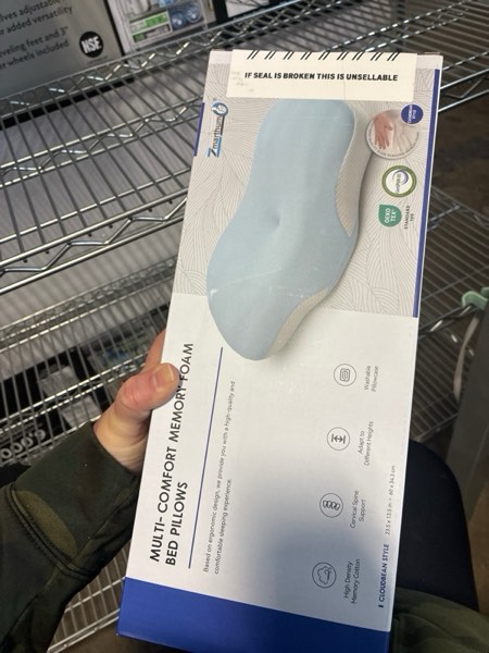 Condition photo showing New/Like New for Cervical Neck Pillow - Ergonomic Memory Foam Pillow for Side, Back & Stomach Sleepers, Orthopedic Contour Pillow with Dual Height & Breathable Pillowcase(Grey) Grey Cloud Bean