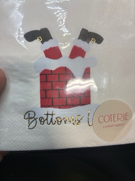 Condition photo showing New/Like New for Coterie Holiday Santa Cocktail Napkins (Set of 20) - Christmas Cocktail Napkins, Fun Cocktail Napkins, Funny Paper Napkins, Witty Holiday Napkins | 5" Paper Napkins