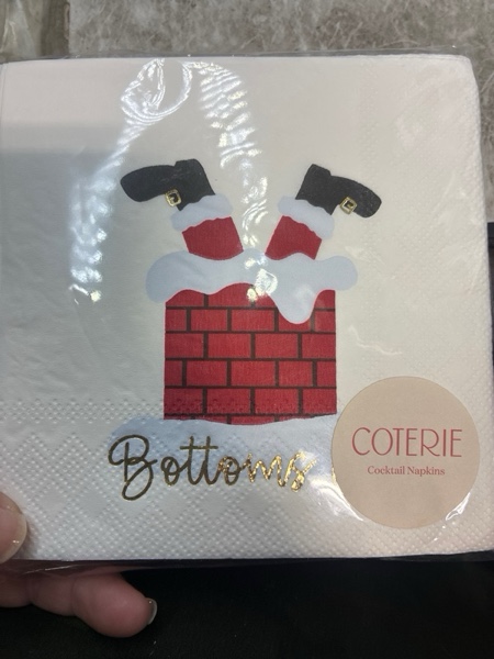 Condition photo showing New/Like New for Coterie Holiday Santa Cocktail Napkins (Set of 20) - Christmas Cocktail Napkins, Fun Cocktail Napkins, Funny Paper Napkins, Witty Holiday Napkins | 5" Paper Napkins