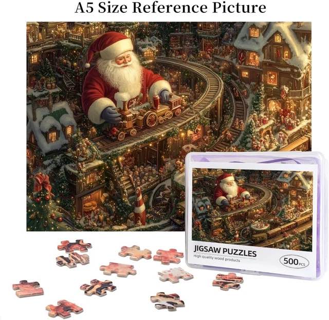Christmas Wooden Puzzle 500 Piece Jigsaw– 15x20.4 Inches Unique Design for Home Decor and Birthday Party Gift