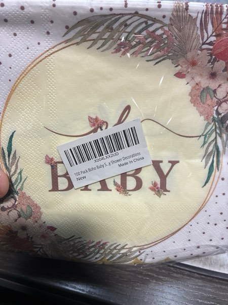 Condition photo showing New/Like New for 100 Pcs Baby Shower Napkins, Oh Baby Party Napkins Paper Disposable, Boho Baby Shower Decorations Neutral, Boho Floral Baby Girl Shower, Gender Reveal Party, Decorative Scalloped Design 100Pcs Boho Baby