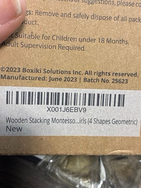 Condition photo showing New/Like New for Boxiki kids Montessori Puzzles for 1 2 3 Year Old Boys, Girls & Toddlers - Wooden Shape Sorter & Stacking Toy, Enhances Brain Activity, Helps Color Recognition, & Activates Motor Skills. Geometric 4 - Shapes