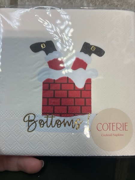 Condition photo showing New/Like New for Coterie Holiday Santa Cocktail Napkins (Set of 20) - Christmas Cocktail Napkins, Fun Cocktail Napkins, Funny Paper Napkins, Witty Holiday Napkins | 5" Paper Napkins
