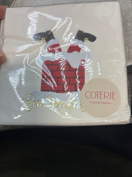 Condition photo showing New/Like New for Coterie Holiday Santa Cocktail Napkins (Set of 20) - Christmas Cocktail Napkins, Fun Cocktail Napkins, Funny Paper Napkins, Witty Holiday Napkins | 5" Paper Napkins