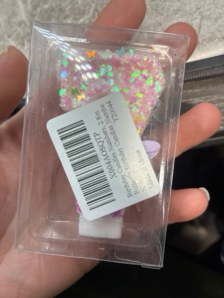 Condition photo showing New/Like New for Birthday Candles Numbers, 2.8in Butterfly Birthday Candles Number Candle with Sequins Cake Candles Toppers Decorations for Girls Women Anniversary Celebration Party Supplies (Number 7)
