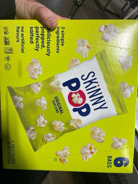 Condition photo showing New/Like New for SkinnyPop Popcorn, Original, Whole Grain, Dairy-Free Snack, 0.65oz Bags (6ct) Original 0.65 Ounce (Pack of 6)