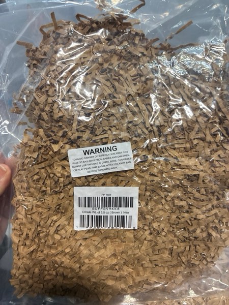Condition photo showing New/Like New for Brown Crinkle Paper Filler 5.5oz – Shredded Paper for Gift Baskets, Bridesmaid Proposal Gifts, Basket Filler for Christmas, Wedding, Birthday & Craft Gift Boxes