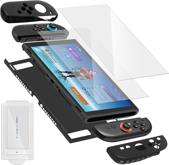 Xykzra Auto-Alignment for Nintendo Switch 2 2025 Screen Protector [2Pack], Dockable Case, Grip Protective Cover Accessories Compatible with Switch Transparent