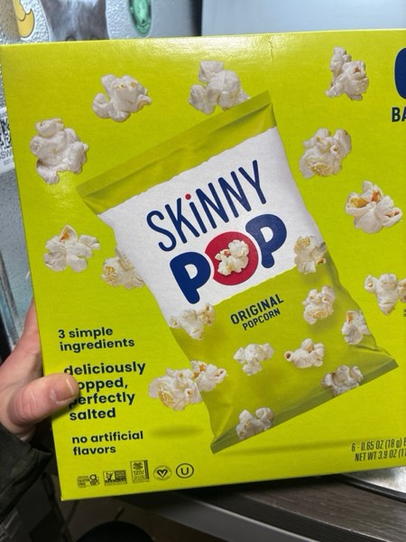 Condition photo showing New/Like New for SkinnyPop Popcorn, Original, Whole Grain, Dairy-Free Snack, 0.65oz Bags (6ct)
