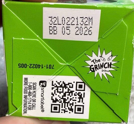 Condition photo showing New/Like New for HERSHEY'S KISSES Christmas Grinch Solid Milk Chocolate Candy - 1.45oz