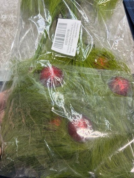 Condition photo showing New/Like New for 17 Inch Christmas Tree Picks, 6 PCS Lime Green Furry Curly Stems with Red Glitter Balls, Flexible Christmas Tree Topper Decorations for Holiday Arrangements, Wreaths & Table Christmas Decor