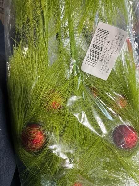Condition photo showing New/Like New for 17 Inch Christmas Tree Picks, 6 PCS Lime Green Furry Curly Stems with Red Glitter Balls, Flexible Christmas Tree Topper Decorations for Holiday Arrangements, Wreaths & Table Christmas Decor