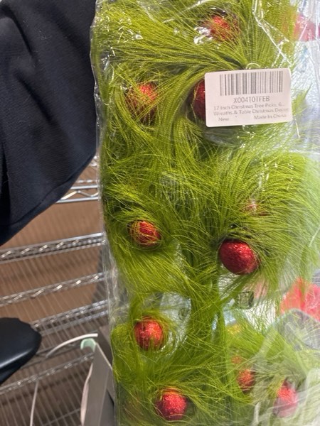 Condition photo showing New/Like New for 17 Inch Christmas Tree Picks, 6 PCS Lime Green Furry Curly Stems with Red Glitter Balls, Flexible Christmas Tree Topper Decorations for Holiday Arrangements, Wreaths & Table Christmas Decor