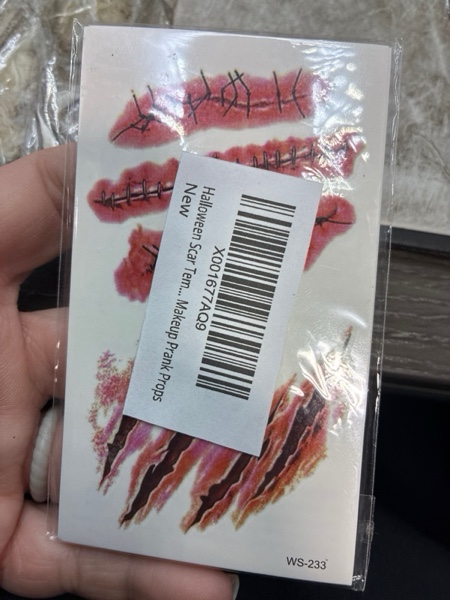 Condition photo showing New/Like New for 10 Sheets Halloween Scar Temporary Tattoos, Realistic Fake Face Wound Stitch Tattoo Sticker Waterproof Zombie Makeup Prank Props