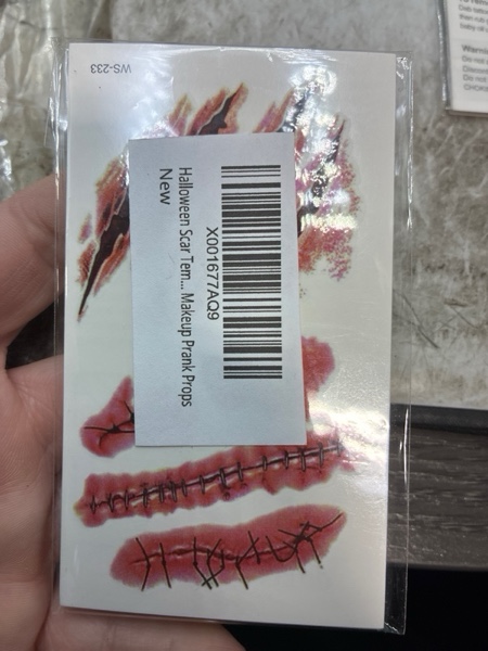 Condition photo showing New/Like New for 10 Sheets Halloween Scar Temporary Tattoos, Realistic Fake Face Wound Stitch Tattoo Sticker Waterproof Zombie Makeup Prank Props
