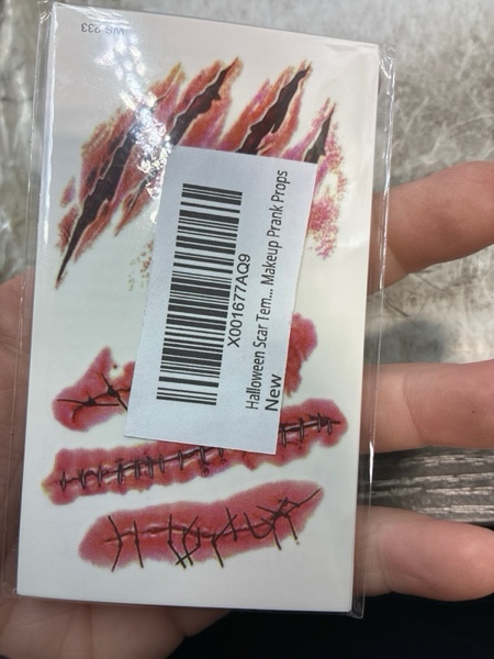Condition photo showing New/Like New for 10 Sheets Halloween Scar Temporary Tattoos, Realistic Fake Face Wound Stitch Tattoo Sticker Waterproof Zombie Makeup Prank Props