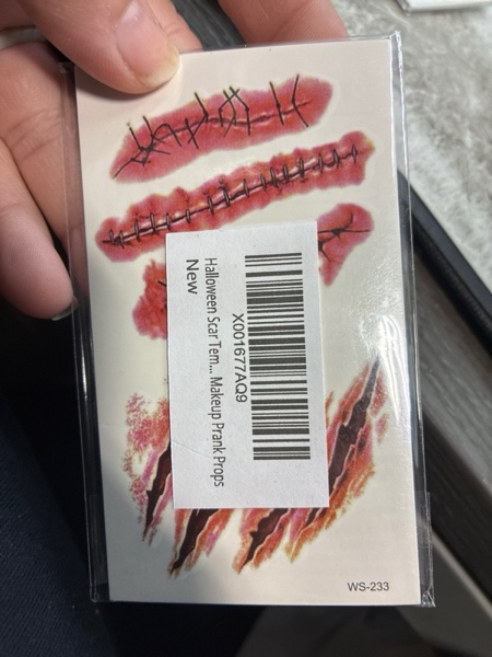 Condition photo showing New/Like New for 10 Sheets Halloween Scar Temporary Tattoos, Realistic Fake Face Wound Stitch Tattoo Sticker Waterproof Zombie Makeup Prank Props