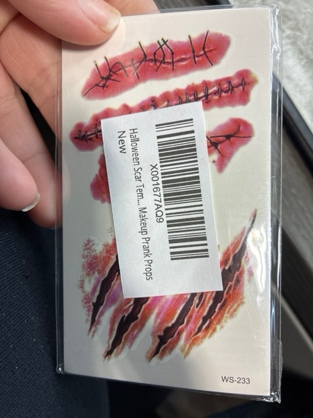 Condition photo showing New/Like New for 10 Sheets Halloween Scar Temporary Tattoos, Realistic Fake Face Wound Stitch Tattoo Sticker Waterproof Zombie Makeup Prank Props
