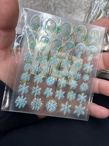 Condition photo showing New/Like New for Bow Nail Art Stickers Christmas Nail Stickers for Nails Art Snowflakes Nail Decals 3D Self Adhesive Nails Charms with Design for Women Girls Manicure DIY Decoration Accessories Supply 6 Sheets Christmas Fake Nails Style15