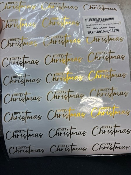 Condition photo showing New/Like New for Merry Christmas Stickers for Cards Making, Merry Christmas Word Vinyl Decals for Crafts Label Bag Gifts Presents Scrapbooks (Gold 270)