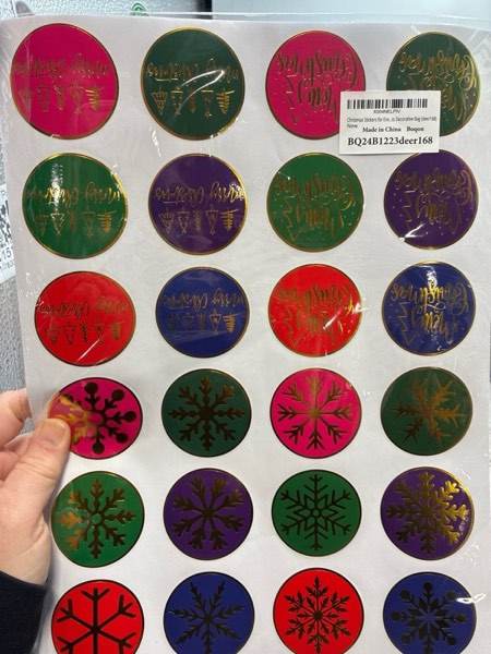 Condition photo showing New/Like New for Christmas Stickers for Envelope Seals Cards Making Crafts 2 Inch Round Happy Holiday Christmas Label Card Vinyl Stickers for Mailing Baked Goods Gifts Decorative Bag (deer168)