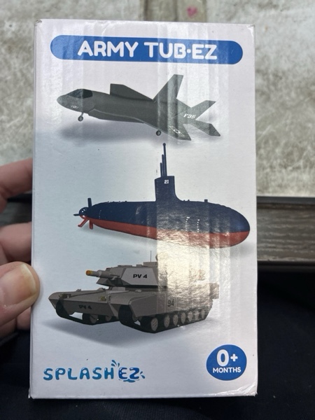 Condition photo showing New/Like New for SplashEZ Bath Toys for Kids Ages 4-8, Kids Bath Toys for Boys, Mold Free No Hole Sealed, Soft Durable Army Play Set Submarine Tank Airplane Jet, No Mold for Water Tub & Pool, Ages 0-1-3-4-5-6-8