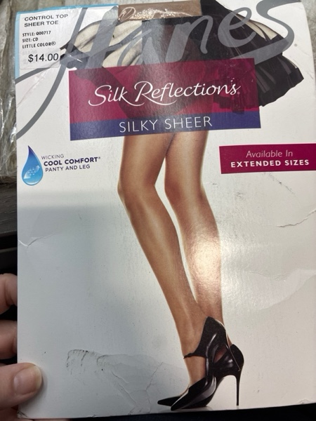Condition photo showing New/Like New for Hanes Women's Control Top Sheer Toe Silk Reflections Panty Hose C-D Little Color 1