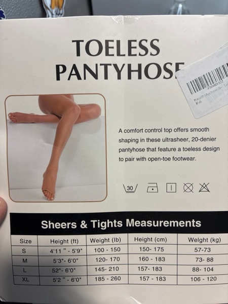 Condition photo showing New/Like New for PIOGOWE Sheer Tights for Women, 20D Legs, 40D Reinforced Top, Run-Resistant Knit, High-Stretch Waist, Reinforced Toes Large Nude×2(toeless)