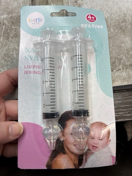 Condition photo showing New/Like New for Bluet B - Baby Nasal Syringe (2-Pack) - Safe Silicone Nasal Aspirator for Newborn - Infant Mucus Removal - 10ml Nose Cleaner Syringe for Baby - Toddler Congestion Relief - Reusable Tips - White 10 ml White