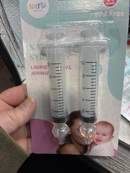 Condition photo showing New/Like New for Bluet B - Baby Nasal Syringe (2-Pack) - Safe Silicone Nasal Aspirator for Newborn - Infant Mucus Removal - 10ml Nose Cleaner Syringe for Baby - Toddler Congestion Relief - Reusable Tips - White 10 ml White