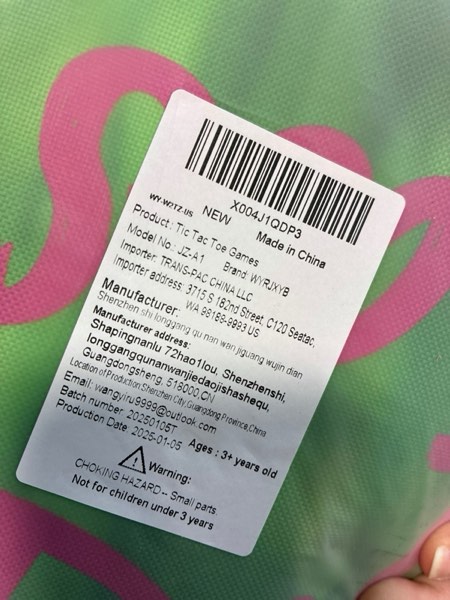 Condition photo showing New/Like New for 2-in-1 Giant Bean Bag Toss & Large Tic Tac Toe Outdoor Games for Kids Adults-4.5ft Giant Outside Lawn Yard Camping Field Day Games for Kid Family-Backyard Fun Carnival Outdoor Giant Yard Games