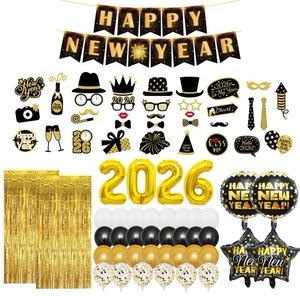 YQUQWN New Years Eve Party Supplies 2026, Pack of 74, 4D Disco Ball Balloons, Happy New Year Banner for Happy New Year Decorations 2026 New Years 2026 Balloons, Fringe Curtain for NYE Decorations 2026