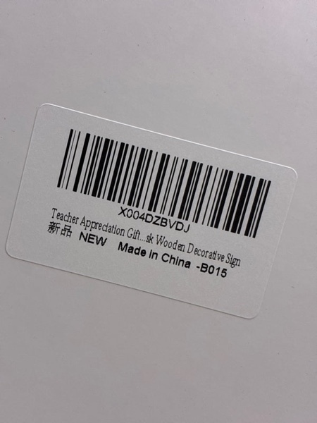 Condition photo showing New/Like New for Wooden Teacher Sign Plaque - Thank You Gift for Women & Men, Office Decor