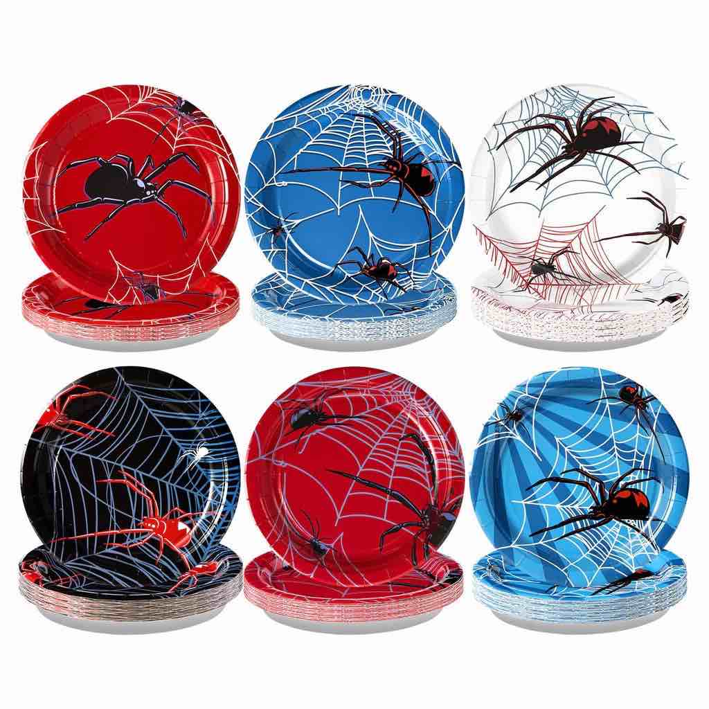 60 Pcs Cartoon Spider Party Plates