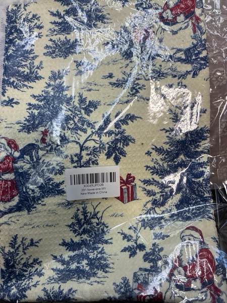 Condition photo showing New/Like New for Chinoiserie Christmas Santa Kitchen Towels, Toile de Jouy Christmas Hand Towels for Bathroom Decor, Red and Blue Grandmillennial Xmas Dish Tea Towel for Kitchen Decor, 16x24 Inch