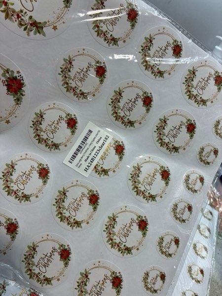 Condition photo showing New/Like New for Extra Large Merry Christmas Stickers 1 Inch 2 Inch 3 Inch Round Gold Foil Waterproof Decal for Envelope Seals Labels Greeting Cards Gift Boxes Journal Decor Party Supplies (clear182)