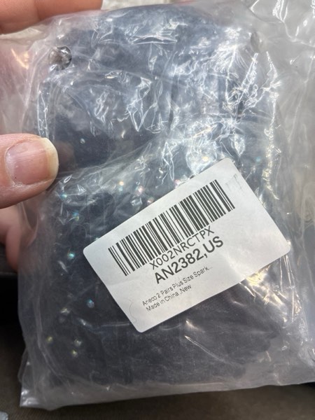 Condition photo showing New/Like New for Aneco 2 Pairs Plus Size Sparkle Diamond Fishnets Sexy Black Tights Cross Mesh Tights Pantyhose Stockings