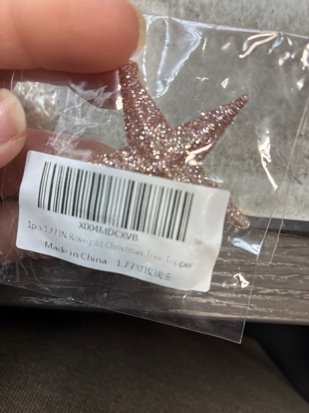 Condition photo showing New/Like New for Tree Topper Star, 1.77" Rose Gold Christmas Tree Topper Decorations, 3D Glitter Mini Bethlehem Star Shatterproof Tree Decor, Waterproof Tree Topper for Holiday Home Indoor Outdoor Ornament Rosegold 1.77 inches
