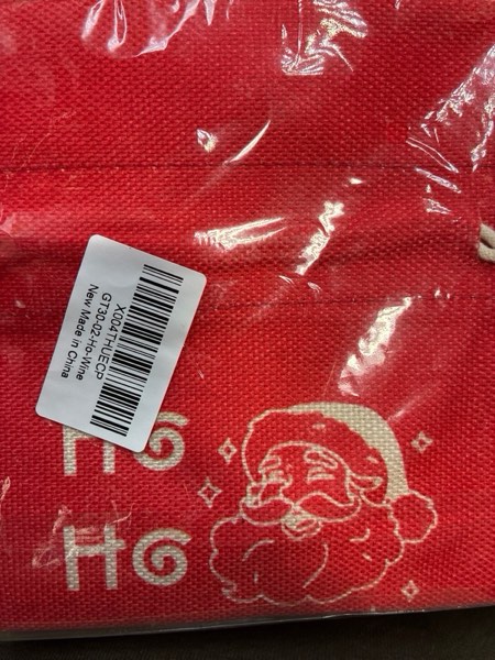 Condition photo showing New/Like New for Funny Christmas Wine Bags for Wine Bottles Gifts Christmas Wine Bottle Cover Drawstring Gift Bags Holiday Cheer Burlap Wine Bag for Xmas Holiday Housewarming Party Decorations