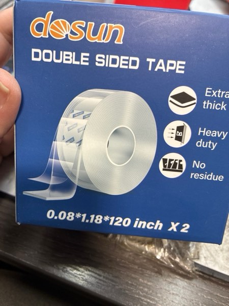 Condition photo showing New/Like New for dosun Double-Sided Tape, 0.08Inch Thick Heavy Duty Enhanced Transparent Adhesion Tape. 2 Rolls Reusable Mounting Tape, Nano Tape for Poster Carpet Picture Hanging Strip Rug Wall Outdoor (20FT)