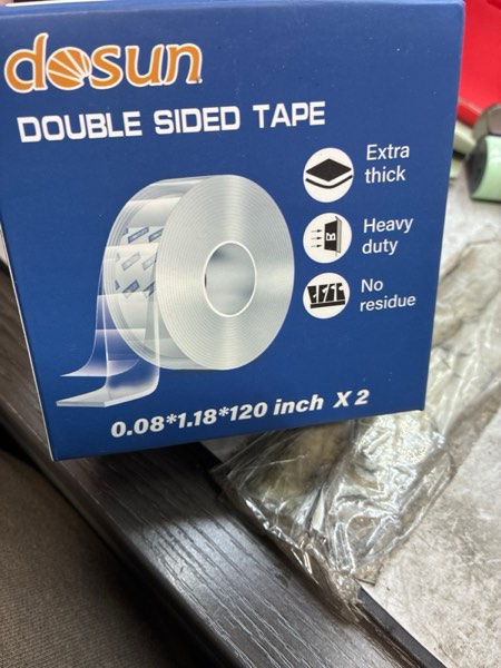 Condition photo showing New/Like New for dosun Double-Sided Tape, 0.08Inch Thick Heavy Duty Enhanced Transparent Adhesion Tape. 2 Rolls Reusable Mounting Tape, Nano Tape for Poster Carpet Picture Hanging Strip Rug Wall Outdoor (20FT)