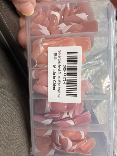 Condition photo showing New/Like New for Bellelfin 5-Color Mixed Set French Tip Press on Nails For Women, 150 Pcs White French Nail Tips Fake Nails, 15 Size Medium Square Press on Nails.Square French Full Cover Acrylic Nails Press Ons