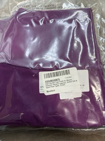 Condition photo showing New/Like New for Gefyvcf Womens Seamless Leggings 28" Inseam with Pockets Buttery Soft High Waisted Tummy Control Full Length Yoga Pants 002-purple-with Pockets X-Small-Small