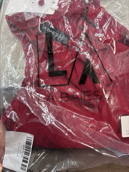 Condition photo showing New/Like New for LA BAIESO Womens Puff Long Sleeve Tops Henley V Neck Pleated Button Down Shirts Tunic Dress Blouses Business Casual Outfits Wine Red